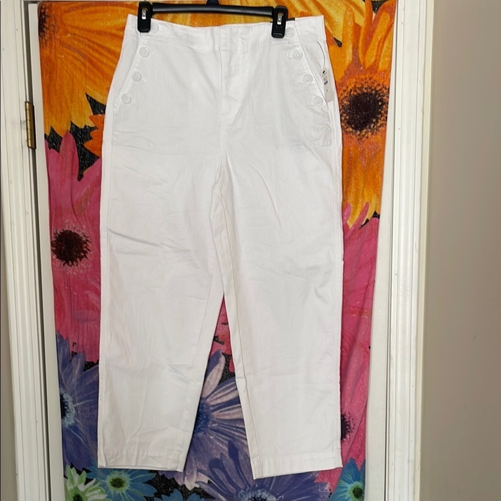 Talbots - NWT white sailor jeans - high waist, straight & crop size 10